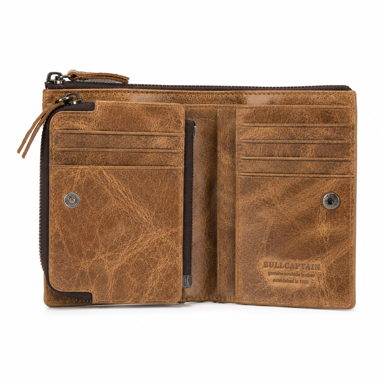 Portefeuille Homme Compact en Cuir Véritable – Vintage & Sécurisé RFID ouvert