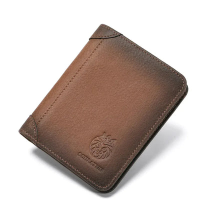 Portefeuille Homme Cuir Véritable RFID Marron Clair – Court, UltraPlat et Grande Capacité