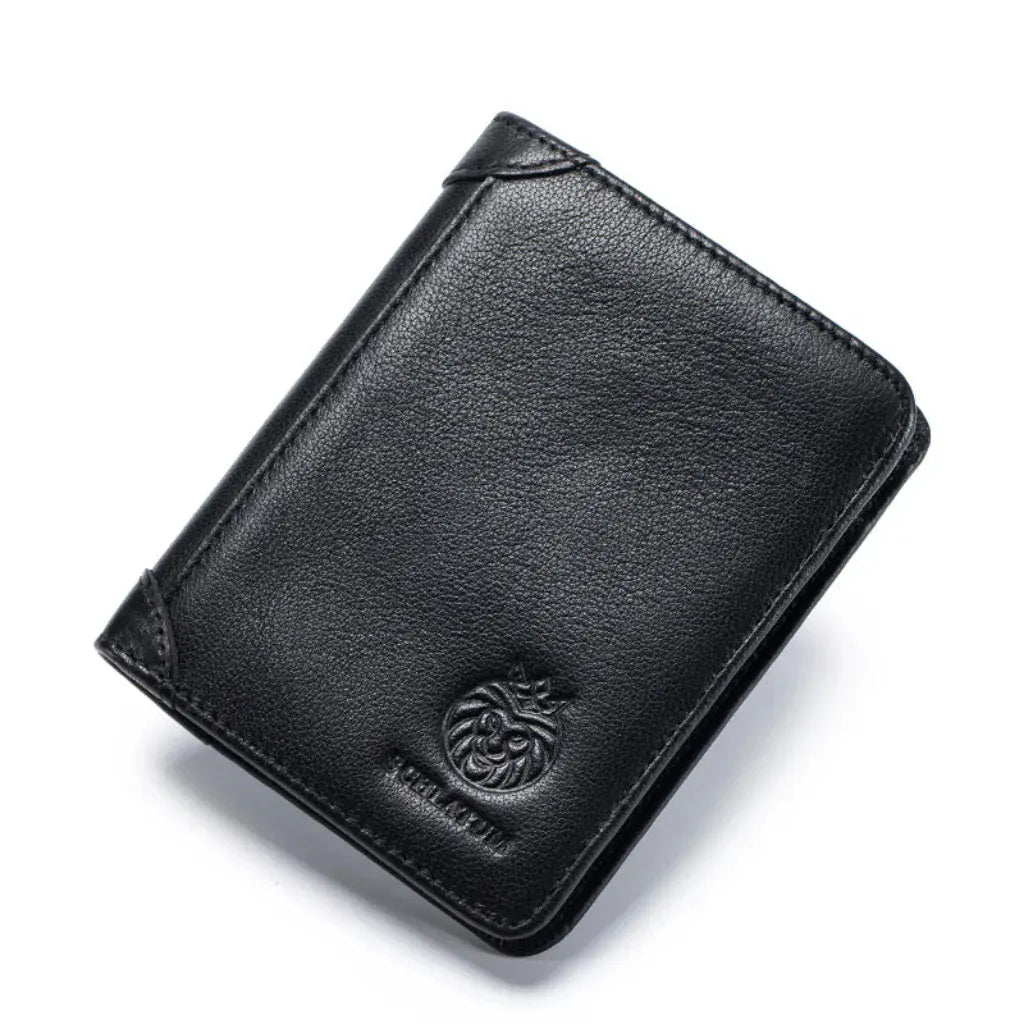 Portefeuille Homme Cuir Véritable RFID Noir – Court, Ultraplat et Grande Capacité