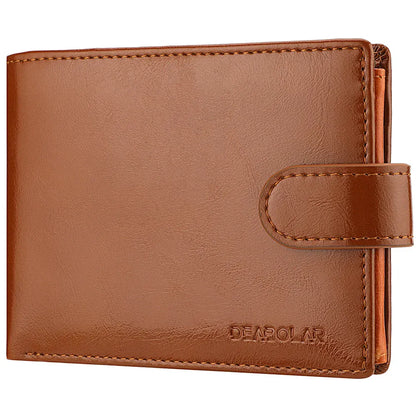 Portefeuille Homme Grande Capacité Multifonction Marron Clair - Cuir PU Premium avec Fermeture à Patte