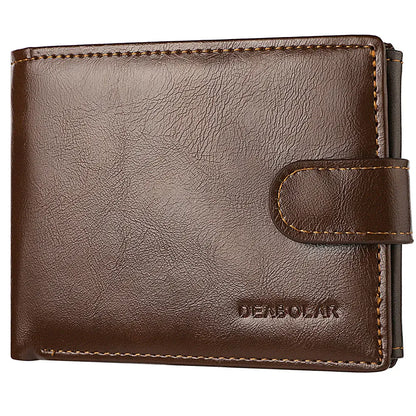 Portefeuille Homme Grande Capacité Multifonction Marron Foncé - Cuir PU Premium avec Fermeture à Patte
