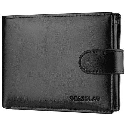 Portefeuille Homme Grande Capacité Multifonction Noir - Cuir PU Premium avec Fermeture à Patte
