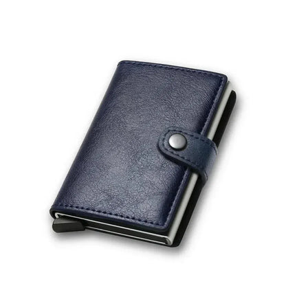 Portefeuille Homme Intelligent Anti-RFID en Cuir PU Bleu - Protection Bancaire Premium & Mécanisme Éjecteur