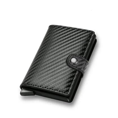 Portefeuille Homme Intelligent Anti-RFID en Cuir PU Carbone Noir - Protection Bancaire Premium & Mécanisme Éjecteur