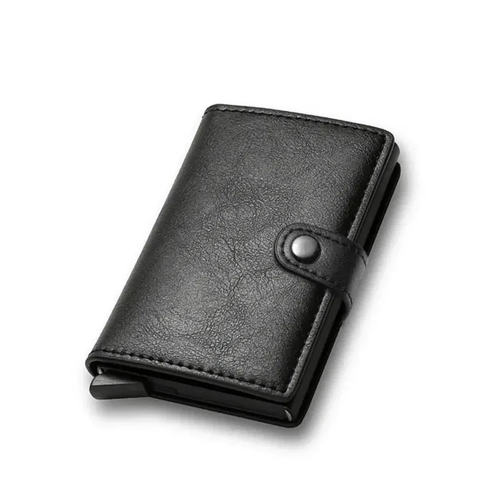 Portefeuille Homme Intelligent Anti-RFID en Cuir PU Noir - Protection Bancaire Premium & Mécanisme Éjecteur