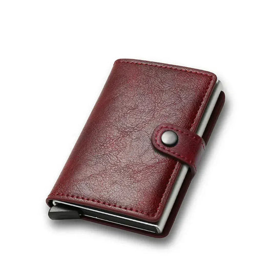 Portefeuille Homme Intelligent Anti-RFID en Cuir PU Rouge - Protection Bancaire Premium & Mécanisme Éjecteur