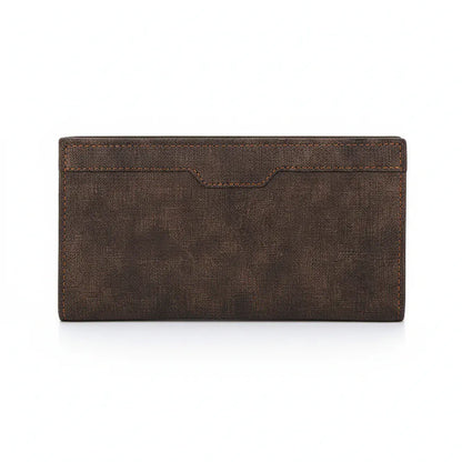 Portefeuille Homme Long en Cuir PU Premium Marron Foncé – Multi-Compartiments avec Porte-Monnaie Intégré