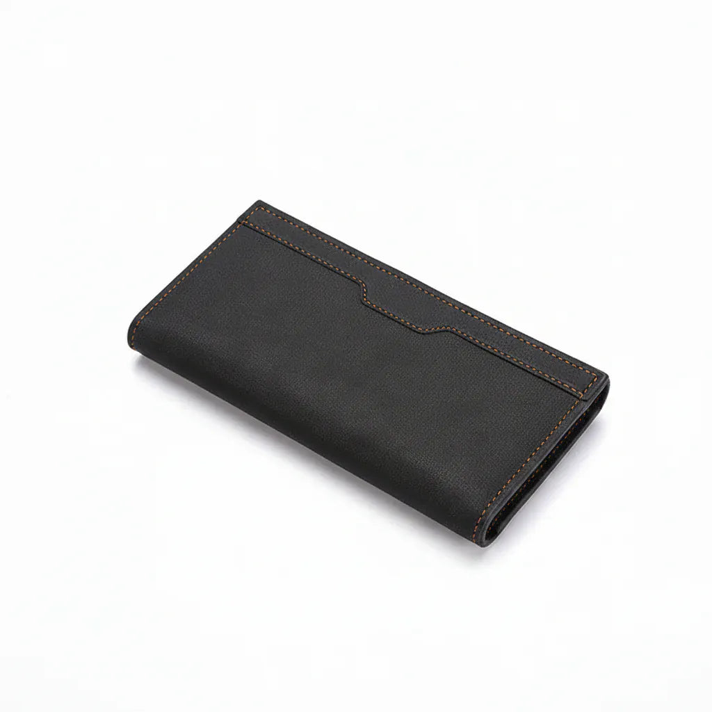 Portefeuille Homme Long en Cuir PU Premium Noir – Multi-Compartiments avec Porte-Monnaie Intégré