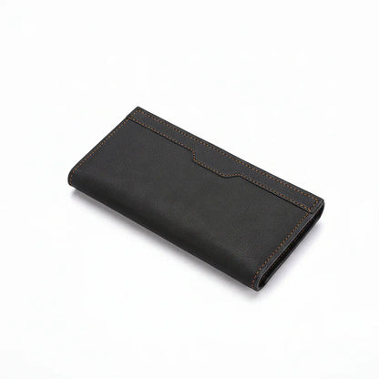 Portefeuille Homme Long en Cuir PU Premium Noir – Multi-Compartiments avec Porte-Monnaie Intégré