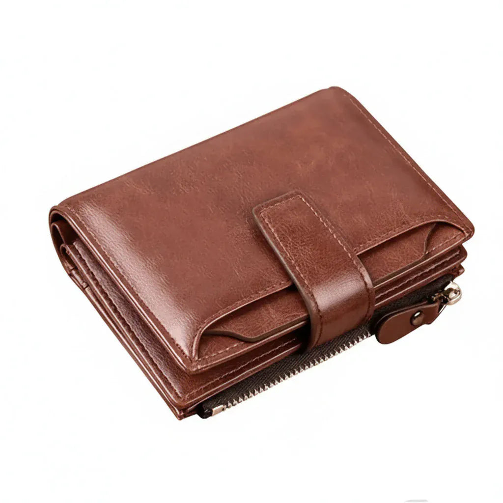 Portefeuille Homme RFID en Cuir PU avec Protection Anti-Vol Marron