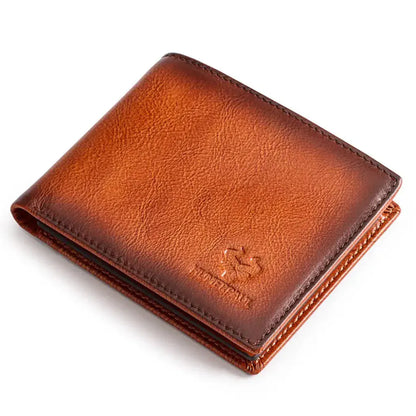 Portefeuille Homme RFID en Cuir Véritable Marron Clair – Élégance Artisanale et Sécurité