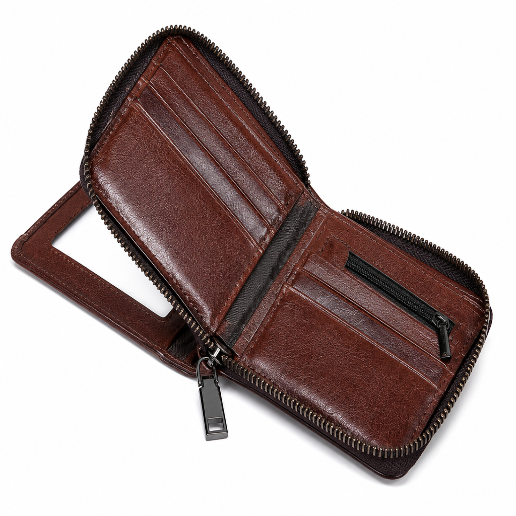 Portefeuille Homme en Cuir Véritable - Protection RFID & Organisation Optimale ouvert