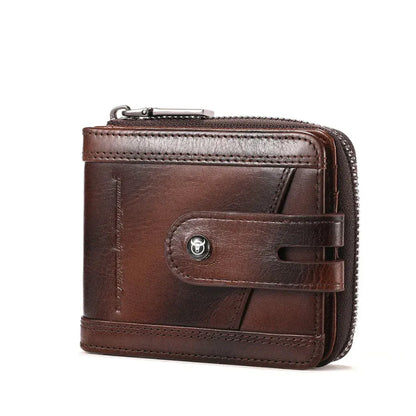 Portefeuille Homme en Cuir Véritable Marron Foncé - Protection RFID & Organisation Optimale
