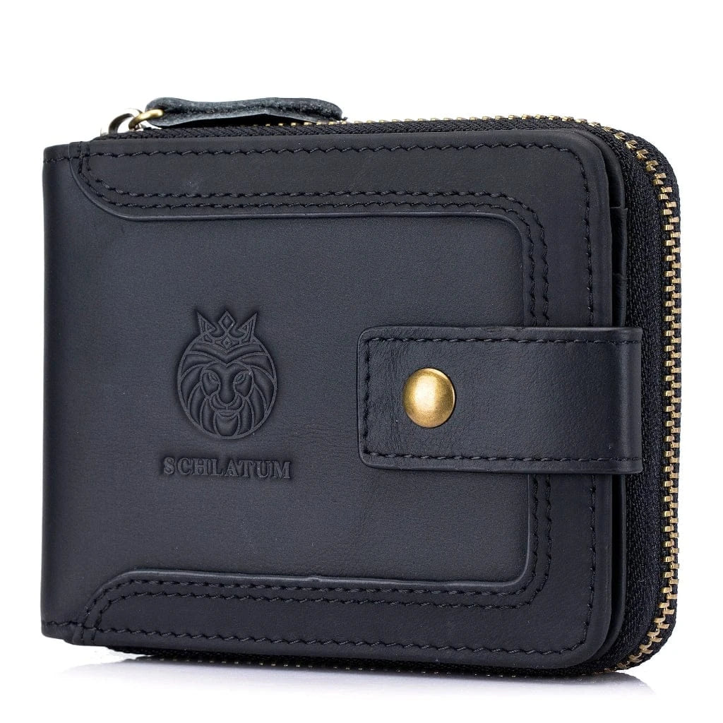 Portefeuille Homme en Cuir Véritable Noir – Élégance Vintage