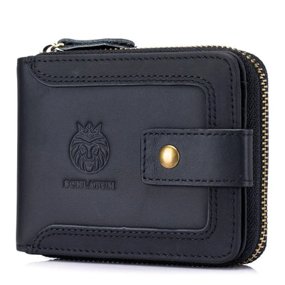 Portefeuille Homme en Cuir Véritable Noir – Élégance Vintage