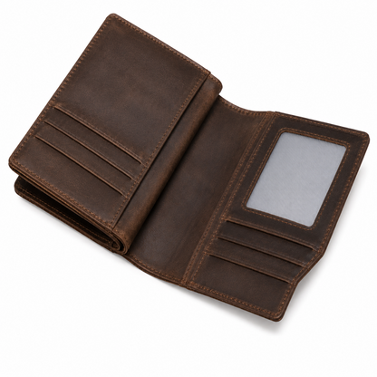 Portefeuille Homme en Cuir Véritable RFID avec Protection Anti-vol - Porte-Cartes Multifonction à Fermeture Sécurisée.