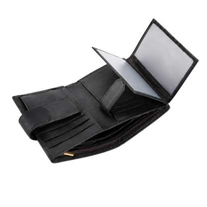 Portefeuille Homme en Cuir Véritable Rétro - Organisateur Compact avec Fermeture Sécurisée