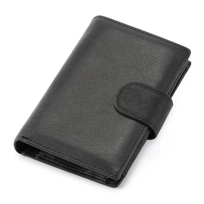 Portefeuille Homme en Cuir Véritable Rétro - Organisateur Compact avec Fermeture Sécurisée Noir