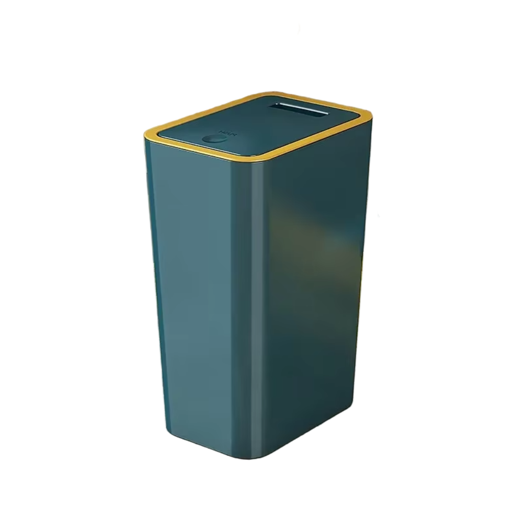 Poubelle_Salle_de_Bain_10L_avec_Couvercle_Pression_-_Corbeille_Compacte_en_Plastique_pour_Toilettes_Chambre_et_Salon Vert