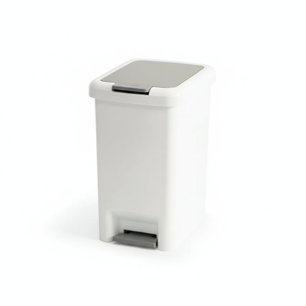 Poubelle Salle de Bain à Pédale 27x19.5x30.5cm – Double Ouverture – Plastique PP, Design Rectangulaire Moderne