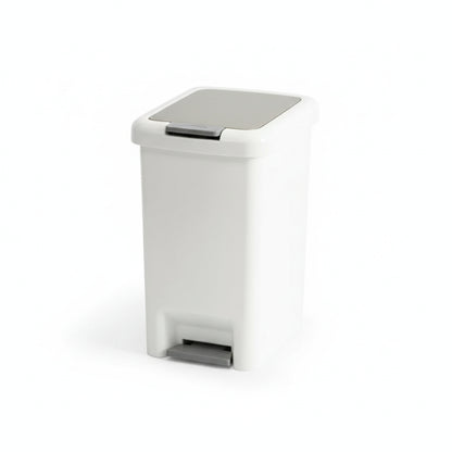 Poubelle Salle de Bain à Pédale 27x19.5x30.5cm – Double Ouverture – Plastique PP, Design Rectangulaire Moderne