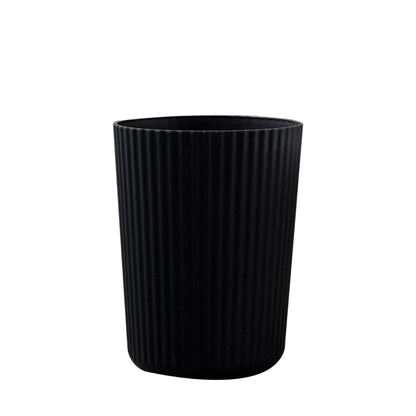 Poubelle de Salle de Bain 10L avec Couvercle à Pression - Design Cannelé Moderne Noir 31.7x24cm