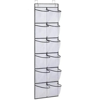 Rangement Chaussures Suspendu – Organisateur de Porte avec 12 Poches Mesh Antiodorantes blanc