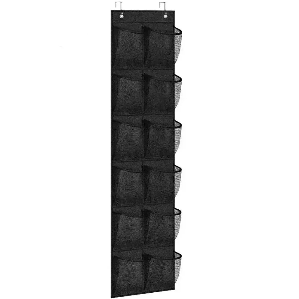 Rangement Chaussures Suspendu – Organisateur de Porte avec 12 Poches Mesh Antiodorantes noir