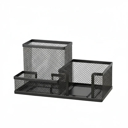 Organisateur de Bureau Multi-Compartiments - Solution de Rangement en Métal Noir