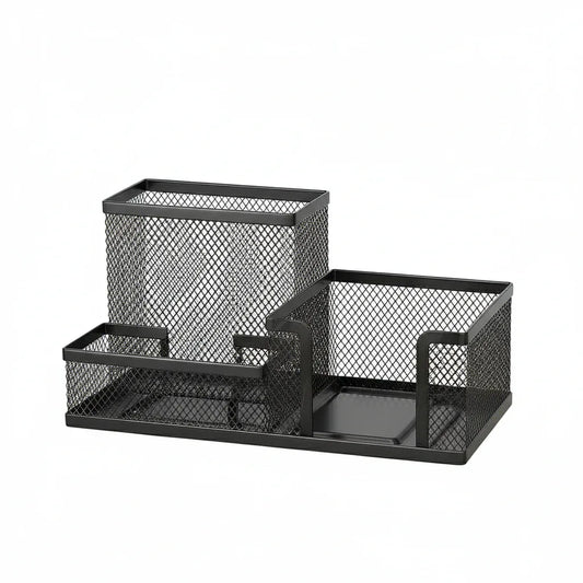 Organisateur de Bureau Multi-Compartiments - Solution de Rangement en Métal Noir