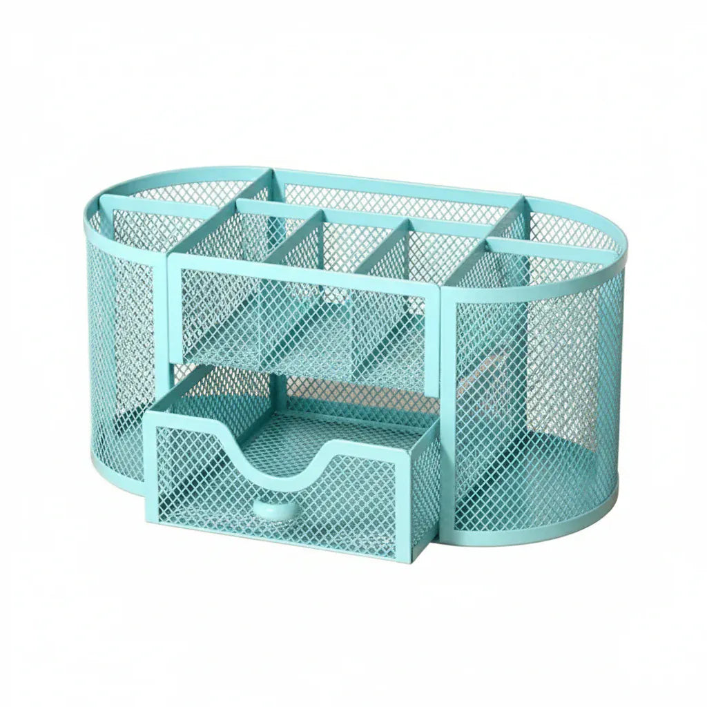 Organiseur de Bureau Multifonctionnel avec Tiroir - Solution de Rangement en Métal Mesh