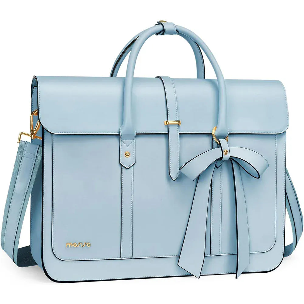 Porte-Documents 15-16 pouces - Serviette Professionnelle Cuir PU avec Nœud Décoratif