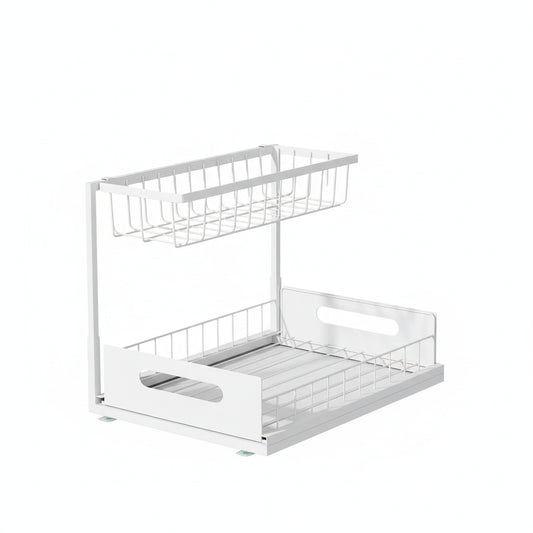 Rangement sous Évier coulissant 2 niveaux – Organisateur multifonction pour cuisine et salle de bain