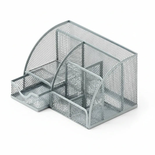 Organisateur Bureau Métal Multi-Compartiments - Grande Capacité