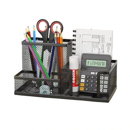 Organisateur de Bureau Multi-Compartiments - Solution de Rangement en Métal Noir