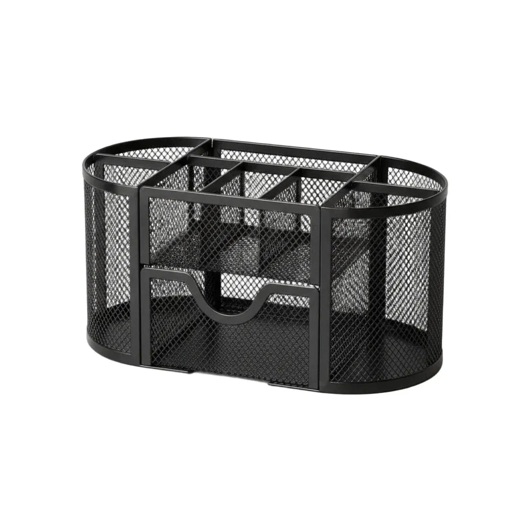 Organiseur de Bureau Multifonctionnel avec Tiroir - Solution de Rangement en Métal Mesh
