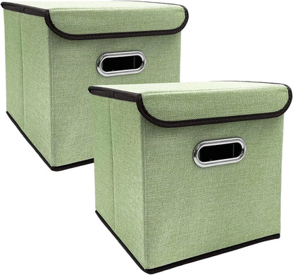Cube de Rangement Pliables en Lin avec Couvercle 25×25cm