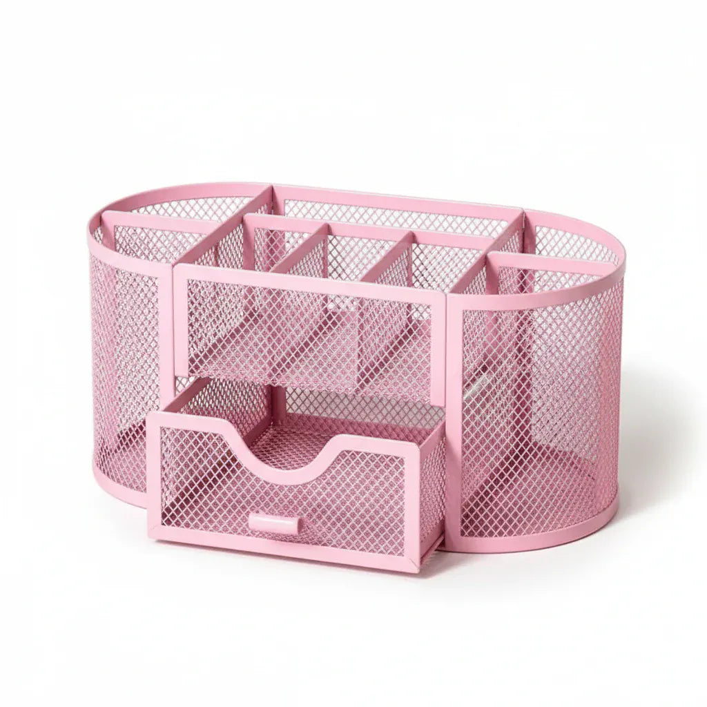 Organiseur de Bureau Multifonctionnel avec Tiroir - Solution de Rangement en Métal Mesh
