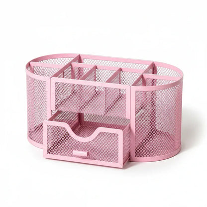 Organiseur de Bureau Multifonctionnel avec Tiroir - Solution de Rangement en Métal Mesh
