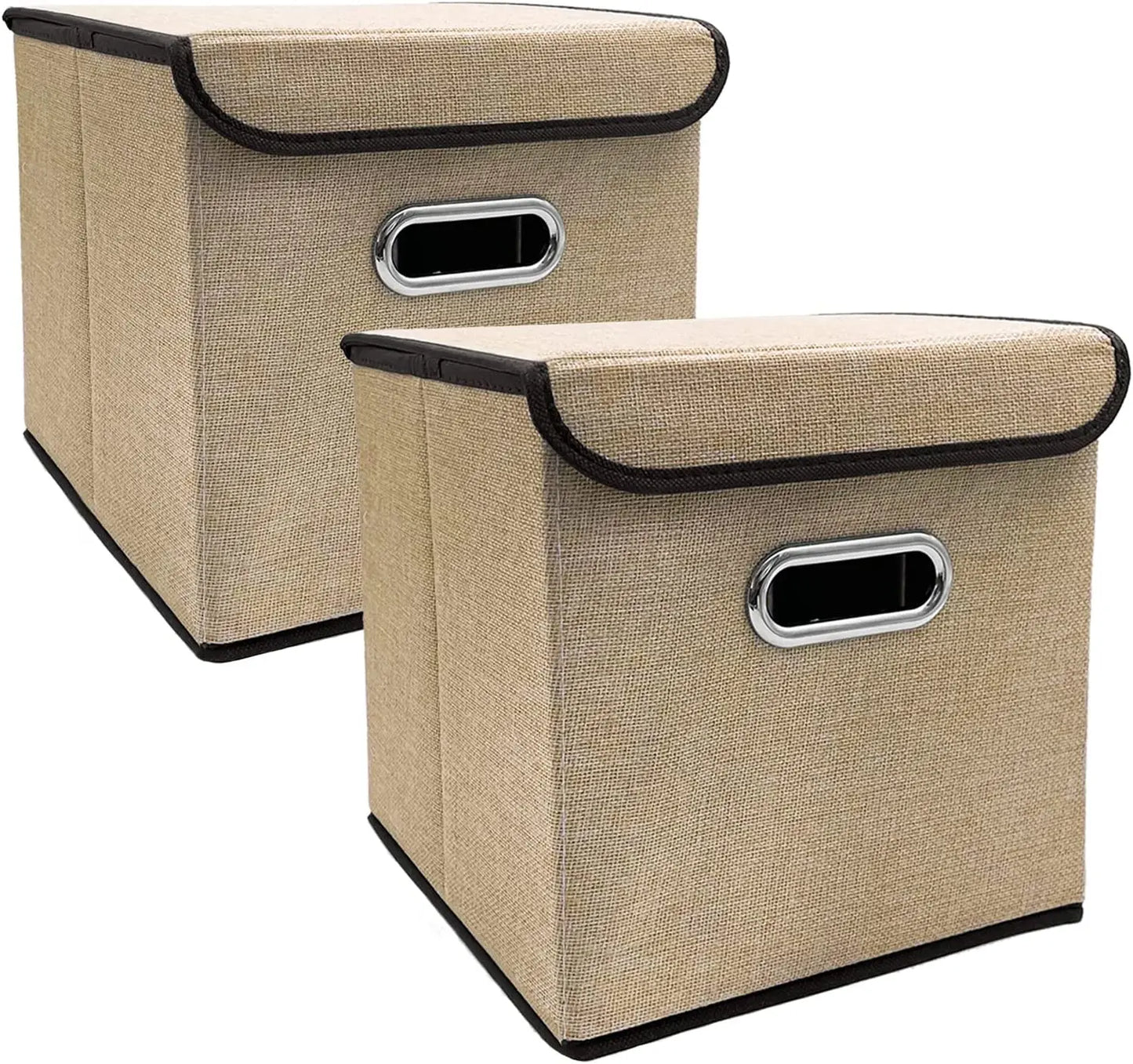 Cube de Rangement Pliables en Lin avec Couvercle 25×25cm