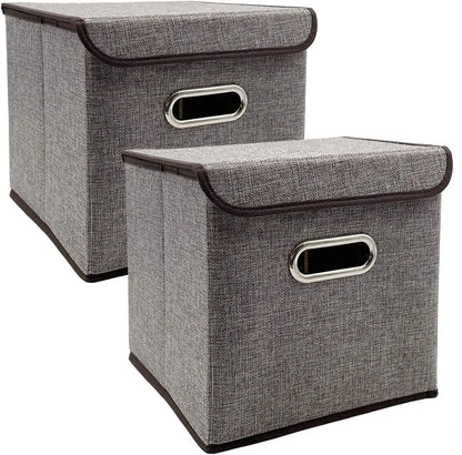 Cube de Rangement Pliables en Lin avec Couvercle 25×25cm