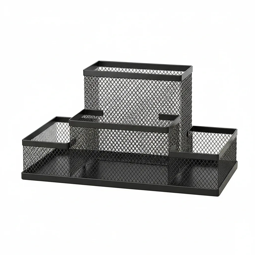 Organiseur de Bureau Multifonctionnel avec Tiroir - Solution de Rangement en Métal Mesh