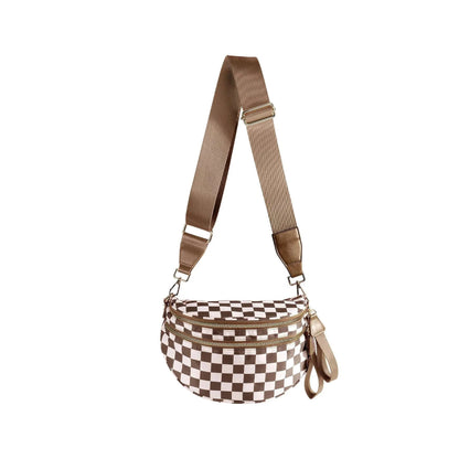 Sac Banane Femme à Carreaux Marron – Grande Capacité & Multifonctionnel 