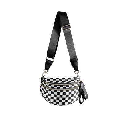 Sac Banane Femme à Carreaux Noir & Blanc – Grande Capacité & Multifonctionnel 