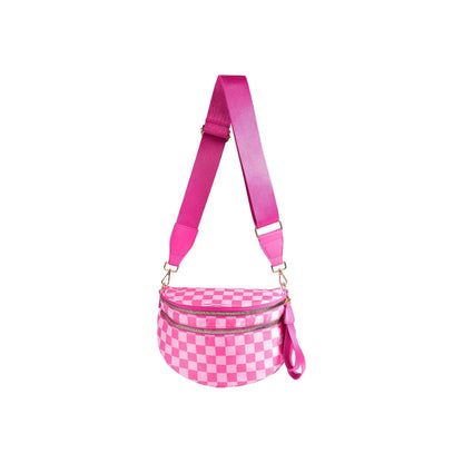 Sac Banane Femme à Carreaux Rose – Grande Capacité & Multifonctionnel 