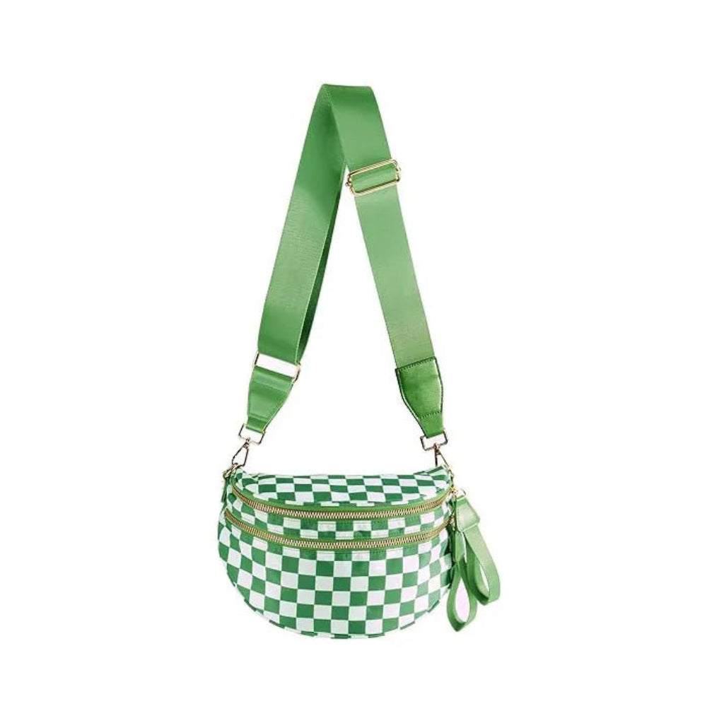 Sac Banane Femme à Carreaux Vert – Grande Capacité & Multifonctionnel 