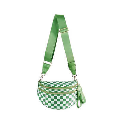 Sac Banane Femme à Carreaux Vert – Grande Capacité & Multifonctionnel 
