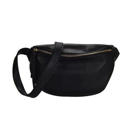 Sac Banane Femme Design Noir – Pochette Crossbody Multifonction en PU