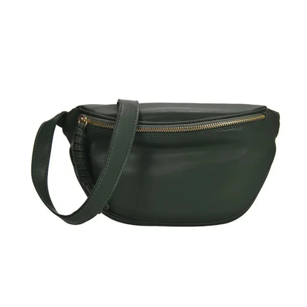 Sac Banane Femme Design Vert Foncé – Pochette Crossbody Multifonction en PU