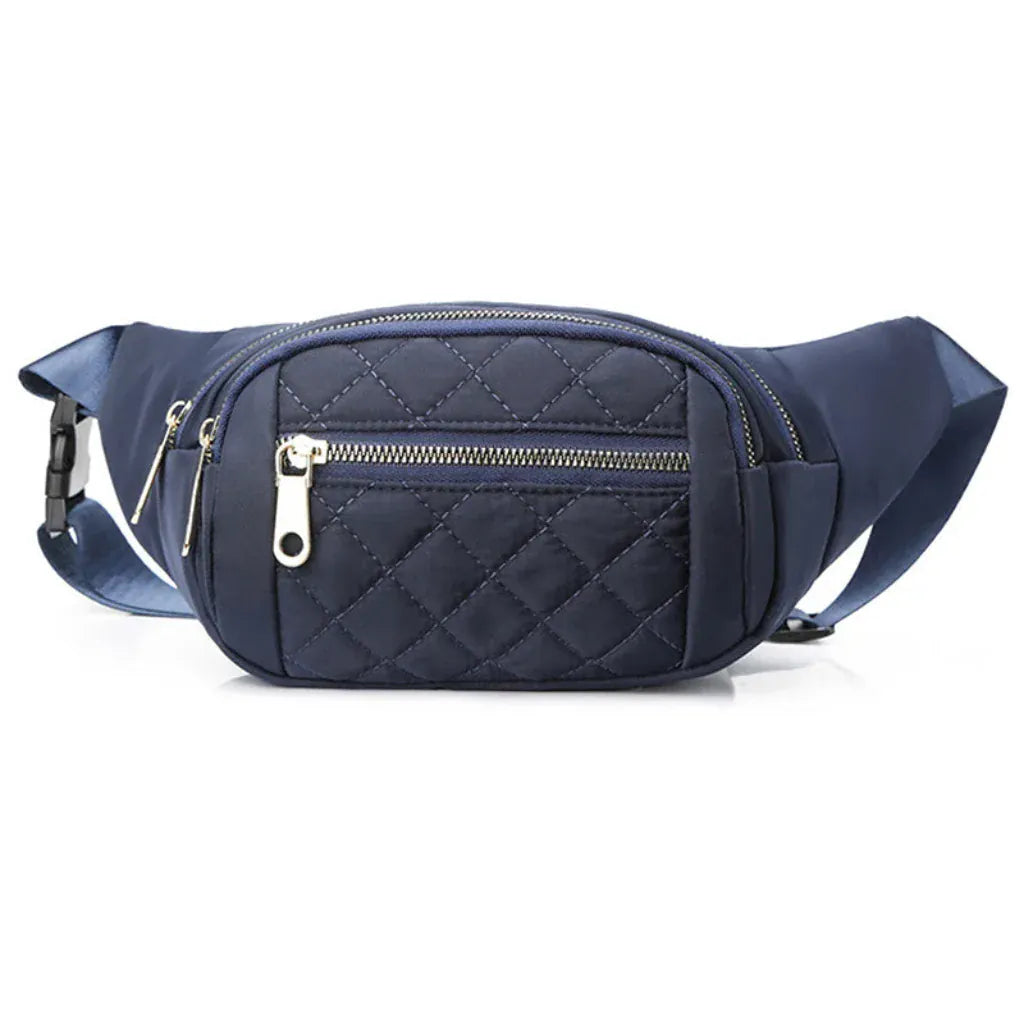 Sac Banane Femme Matelassé en Nylon Bleu Foncé – Élégance et Praticité au Quotidien